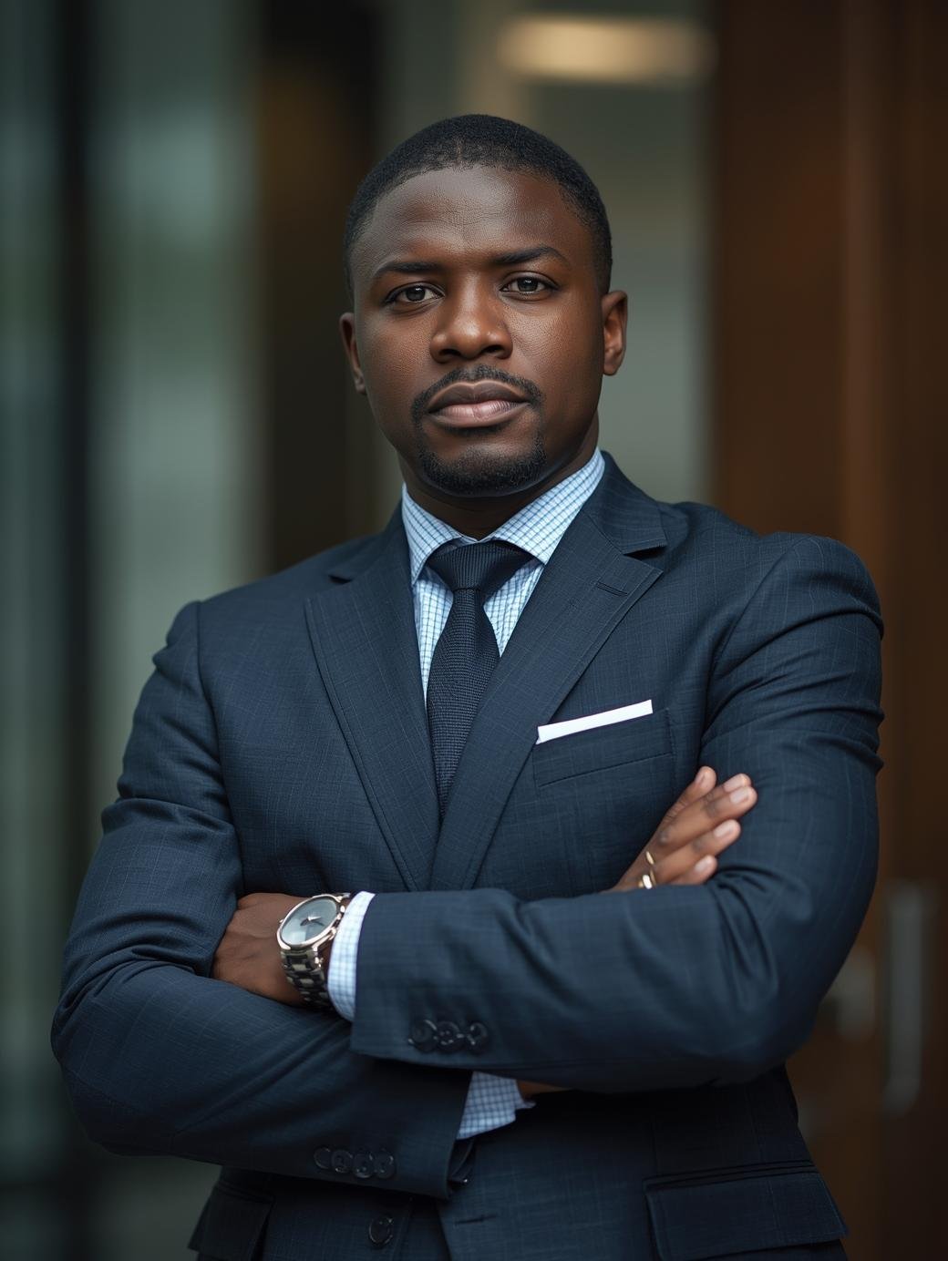 africain arrêté les bras croisés representant son entreprise